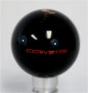 C6 Corvette Shift Knob Black With C6 Flags and Red Corvette Lettering